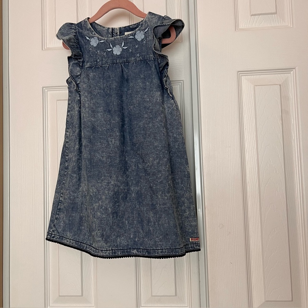 Hudson Kids Jeans Ruffled Denim Girls 2 pc Dress With Short 
size 4